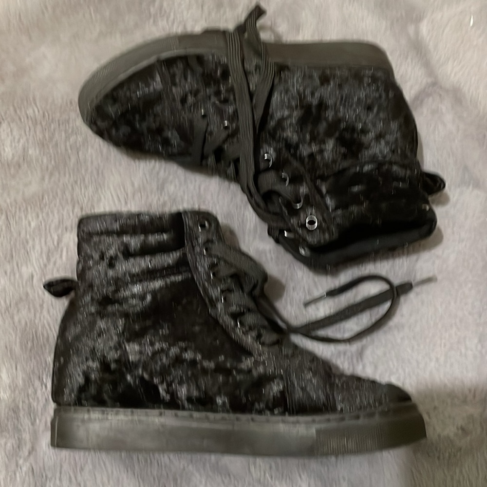 Black velvet ankle boots